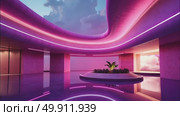 AI Generative Retrofuturism interior of the building, free space street city. Стоковое AI-видео, аниматор Spirit River / Фотобанк Лори