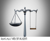 Child law legal idea and custody lawyer strategy concept balancing a justice scale as an attorney icon with a kid swing as a delinquent childhood symbol for youth court as a 3D illustration. Стоковое фото, агентство Ingram Publishing / Фотобанк Лори