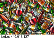 Alcohol drinks background as alcoholic beverages as beer wine scotch and whisky as a group of glasses and bottles representing leisure entertainment and party celebration or partying as a 3D illustration. Стоковое фото, агентство Ingram Publishing / Фотобанк Лори