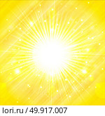 yellow orange summer sun light burst. glittering summer sun, background with copy space, Vector Illustration. Стоковая иллюстрация, агентство Ingram Publishing / Фотобанк Лори