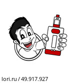 man holding vaporizer mod - electric cigarette. man holding vaporizer mod - electric cigarette vape life vector. Стоковая иллюстрация, агентство Ingram Publishing / Фотобанк Лори