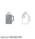 Cup with hot tea grey set icon . Стоковая иллюстрация, агентство Ingram Publishing / Фотобанк Лори