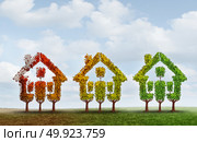 Housing market recovery and real estate industry growth or home renovation contruction concept with 3D illustration elements. Стоковое фото, агентство Ingram Publishing / Фотобанк Лори