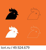 Rooster head black and white set icon .. Rooster head black and white set  icon . Стоковая иллюстрация, агентство Ingram Publishing / Фотобанк Лори