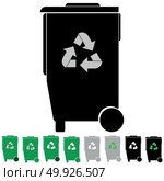 Black and green refuse bin or debris utilization.. Black and green refuse bin or debris utilization it is set icons. Стоковая иллюстрация, агентство Ingram Publishing / Фотобанк Лори