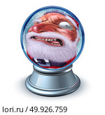 Funny santa or santaclaus snow globe as a forced perspective jolly old man as a humorous snowglobe winter holiday idea with 3D illustration elements. Стоковое фото, агентство Ingram Publishing / Фотобанк Лори