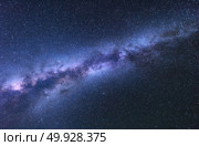 Milky Way. Fantastic night landscape with bright milky way, sky full of stars. Shiny stars. Beautiful universe. Space background with starry sky with milky way. Amazing astrophotography. Milky Way. Fantastic night landscape with bright milky way. Стоковое фото, агентство Ingram Publishing / Фотобанк Лори