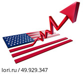 Booming American economy growth and economic United States GDP increase as a US flag transforming into an upward rising arrow as a 3D illustration. Стоковое фото, агентство Ingram Publishing / Фотобанк Лори