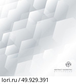 Abstract technology gray and white geometric hexagon overlay background with copy space. Template brochure design. Vector illustration. Стоковая иллюстрация, агентство Ingram Publishing / Фотобанк Лори