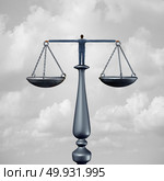 Law services symbol and lawyer concept or attorney symbol or a judge as a person holding a justice scale as a symbol for a legal counselor or barrister with 3D illustration elements. Стоковое фото, агентство Ingram Publishing / Фотобанк Лори