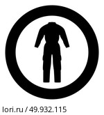 Coverall icon black color in circle vector illustration. Стоковая иллюстрация, агентство Ingram Publishing / Фотобанк Лори
