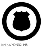 Police badge black icon in circle vector illustration isolated flat style . Стоковая иллюстрация, агентство Ingram Publishing / Фотобанк Лори