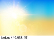 Summer sunset and sky with bokeh flare on blur background. Vector illustration . Summer sunset and sky with bokeh flare on blur background. Стоковая иллюстрация, агентство Ingram Publishing / Фотобанк Лори