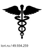 Caduceus health symbol Asclepius’s Wand icon black color vector illustration flat style simple image. Стоковая иллюстрация, агентство Ingram Publishing / Фотобанк Лори