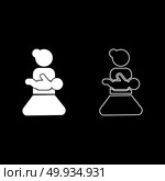 Mother holding baby on hand icon set white color illustration flat style simple image outline. Стоковая иллюстрация, агентство Ingram Publishing / Фотобанк Лори