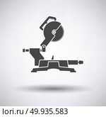 Circular end saw icon. Circular end saw icon on gray background, round shadow. Vector illustration. Стоковая иллюстрация, агентство Ingram Publishing / Фотобанк Лори