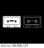 Retro audio cassette icon set white color vector illustration flat style simple image. Стоковая иллюстрация, агентство Ingram Publishing / Фотобанк Лори