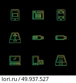 battery , wifi , network , infrared , signals , web , user interface , usb , battery cells , mobile , uploading , downloading , internet , icon, vector, design,  flat,  collection, style, creative,  icons. Стоковая иллюстрация, агентство Ingram Publishing / Фотобанк Лори