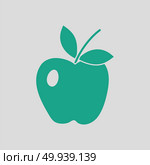 Icon of Apple. Gray background with green. Vector illustration. Стоковая иллюстрация, агентство Ingram Publishing / Фотобанк Лори