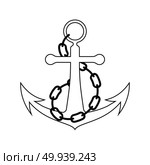 Icon of sea anchor with chain. Thin line design. Vector illustration. Стоковая иллюстрация, агентство Ingram Publishing / Фотобанк Лори