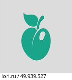 Icon of Plum . Gray background with green. Vector illustration. Стоковое фото, агентство Ingram Publishing / Фотобанк Лори