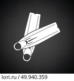 Icon of swimming flippers . Black background with white. Vector illustration. Стоковая иллюстрация, агентство Ingram Publishing / Фотобанк Лори