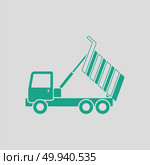 Icon of tipper. Gray background with green. Vector illustration. Стоковое фото, агентство Ingram Publishing / Фотобанк Лори