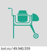 Icon of Concrete mixer. Gray background with green. Vector illustration. Стоковое фото, агентство Ingram Publishing / Фотобанк Лори
