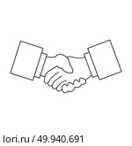 Icon of Meeting businessmen. Thin line design. Vector illustration. Стоковое фото, агентство Ingram Publishing / Фотобанк Лори