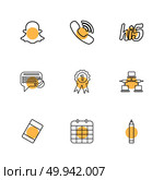 snapchat , viber , hi5 , message ,badge , network , eraser , celender , pencil , icons , flat , icon , set , vector , qualilty , design , collection , creative , social media , social , . Стоковая иллюстрация, агентство Ingram Publishing / Фотобанк Лори