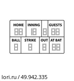 Baseball scoreboard icon. Thin line design. Vector illustration. Стоковое фото, агентство Ingram Publishing / Фотобанк Лори