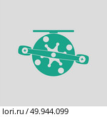 Icon of Fishing reel . Gray background with green. Vector illustration. Стоковая иллюстрация, агентство Ingram Publishing / Фотобанк Лори