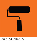 Icon of construction paint brushes. Orange background with black. Vector illustration. Стоковая иллюстрация, агентство Ingram Publishing / Фотобанк Лори