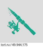 Icon of curved fishing tackle. Gray background with green. Vector illustration. Стоковое фото, агентство Ingram Publishing / Фотобанк Лори