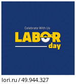 Happy Labor Day Beautiful Typography on a Blue Lining Background. For web design and application interface, also useful for infographics. Vector illustration. Стоковая иллюстрация, агентство Ingram Publishing / Фотобанк Лори