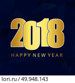 2018 and new year golden typography card wiht dark background.. For web design and application interface, also useful for infographics. Vector illustration. Стоковая иллюстрация, агентство Ingram Publishing / Фотобанк Лори