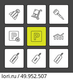 badminton , cart , key , paypal , shares , graph , tag , spring , free , discount , icon, icons, set, line, vector, business, sign, symbol, outline, Стоковая иллюстрация, агентство Ingram Publishing / Фотобанк Лори
