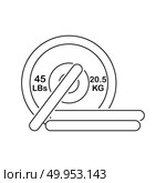 Icon of Barbell disks. Thin line design. Vector illustration. Стоковая иллюстрация, агентство Ingram Publishing / Фотобанк Лори
