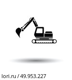Icon of construction excavator. White background with shadow design. Vector illustration. Стоковая иллюстрация, агентство Ingram Publishing / Фотобанк Лори
