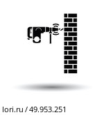 Icon of perforator drilling wall. White background with shadow design. Vector illustration. Стоковая иллюстрация, агентство Ingram Publishing / Фотобанк Лори