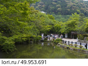 KYOTO - 19 Nov 2015: Crowds gather at Tofukuji Temple to celebrate the autumn maple leave festival in Kyoto, Japan. Стоковое фото, агентство Ingram Publishing / Фотобанк Лори
