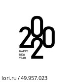 Happy New Year 2020 Text Design logo. Стоковая иллюстрация, иллюстратор Максим Гребешков / Фотобанк Лори