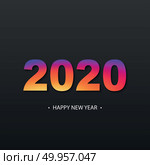 Happy New Year 2020 Text Design logo. Стоковая иллюстрация, иллюстратор Максим Гребешков / Фотобанк Лори