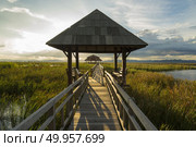 Wooden bridge over a lake in Sam Roi Yod National Park, Prachuap Khiri Khan, Thailand. Стоковое фото, агентство Ingram Publishing / Фотобанк Лори