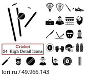 Set of 24  Cricket Icons. Monochrome color design. Vector illustration. Стоковое фото, агентство Ingram Publishing / Фотобанк Лори