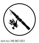 Icon of curved fishing tackle. Thin circle design. Vector illustration. Стоковая иллюстрация, агентство Ingram Publishing / Фотобанк Лори