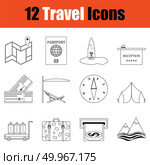 Travel icon set. Thin Line design. Vector illustration. Стоковая иллюстрация, агентство Ingram Publishing / Фотобанк Лори