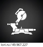 Circular end saw icon. Black background with white. Vector illustration. Стоковая иллюстрация, агентство Ingram Publishing / Фотобанк Лори