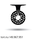 Icon of Fishing reel . White background with shadow design. Vector illustration. Стоковая иллюстрация, агентство Ingram Publishing / Фотобанк Лори