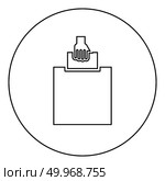 Hand puts a blank in a box for suggestion the voter throws a ticket icon black color in round circle outline vector illustration. Стоковая иллюстрация, агентство Ingram Publishing / Фотобанк Лори